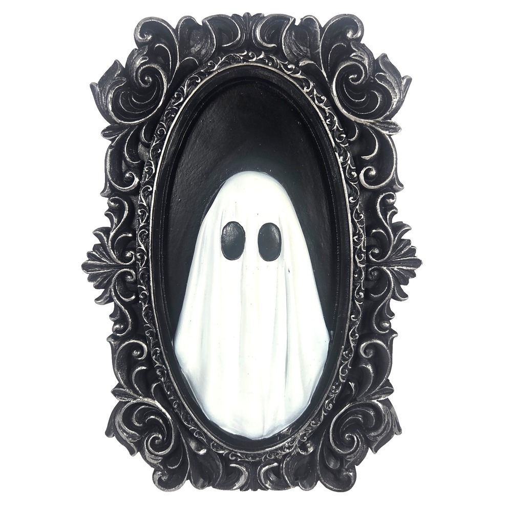 Ghost Portrait Framed Halloween Decor 9.5 Inch Black Gothic Victorian